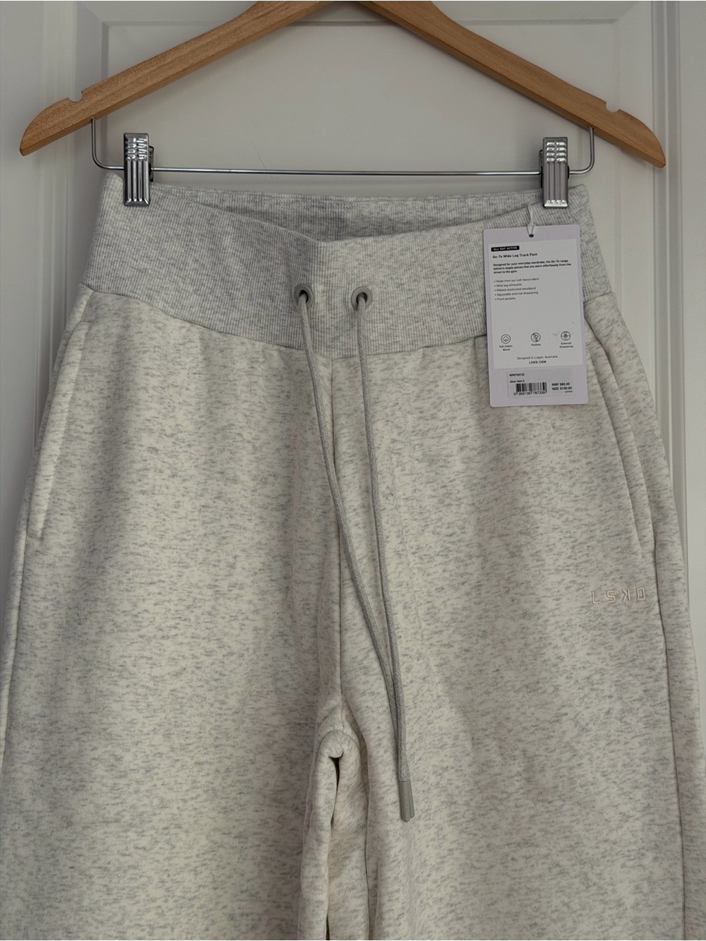 LSKD Go-To Wide Leg Track Pant in Silver Marl, Size Small - Picture 7 of 12